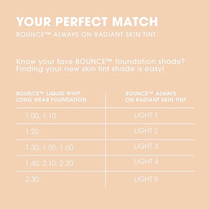 Beautyblender 12-Hour Always on Radiant Skin Tint, Breathable Serum Foundation Stays Put for All Day Long Wear, Infused with Hyaluronic Acid & Niacinamide, Light 5
