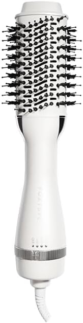 FoxyBae Blowout Hot Air Brush - 60mm Hair Dryer, Curler, Volumizer & Straightener - Ceramic Tourmaline Ionic Technology with Dual Bristles (Winter White)