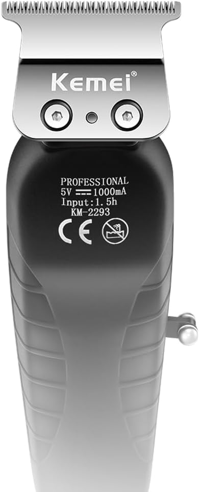 KEMEI 2293 Professional Hair/Beard Trimmer for Men Zero Gapped Hair Clippers for Barber with T Blade, Cordless Rechargeable