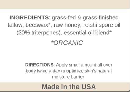 Reishi Tallow Body Balm - Classic Citrus (2 oz) | Grass Fed Beef Tallow - Non-toxic, Paleo Friendly Skincare | Infused with Reishi Spore Extract | Moisturizing & Hydrating for All Skin Types