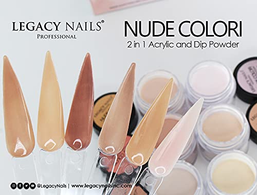 Legacy Nails Professional ACRYLIC NAIL POWDER COLLECTION - High-Pigment Formula, Long-Lasting Wear & Salon-Quality Nail Art, Extensions, and Sculpting (NUDE COLORI COLLECTION)