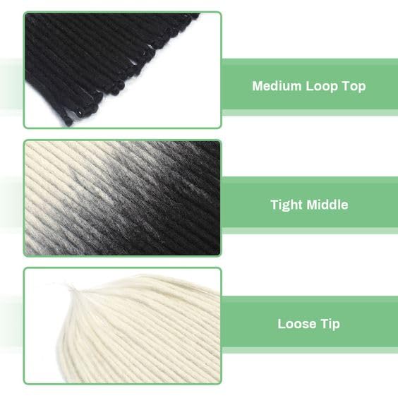 24 In 30 Strands SE Dreadlock Extensions, Gray to White Thin 0.6cm Width Synthetic Dreads Extensions, 100% Handmade Dreads Hippie Style Dreadlocks for Woman