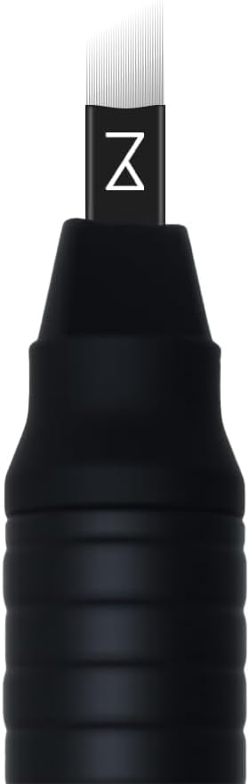 M Mellie's Signature Microblading Eyebrow Pen (Pack of 10) - Disposable Pen for Brows - Sterilized Blade, Comfortable Rubber Grip and Pigment Sponge for Flawless Brows (C12 .18mm, Black)