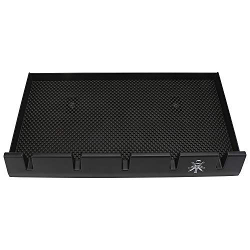 Segbeauty Barber Clipper Tray, Holder and Rack, Anti-Slip Black Salon Organizer, Razor Case, 5 Notches Professional Hair Trimmer Holder, Hairdresser Stylist Barbers Tools Box