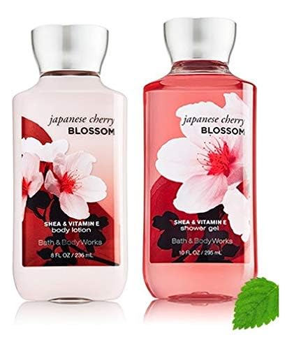 Bath and Body Works Japanese Cherry Blossom Shower Gel (10 fl oz) and Body Lotion (8 fl oz) Signature Collection (Set of 2)
