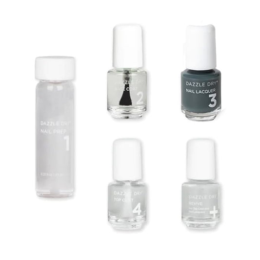 Dazzle Dry Mini Kit 4 Step System - Northern Lights - A full coverage, grey-toned turquoise. Full coverage cream. (5 Piece Kit / 5 Manicures)