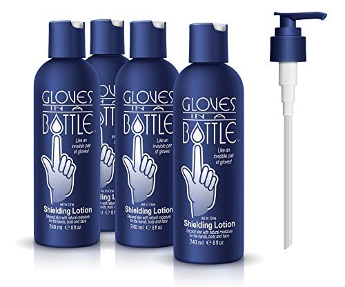 Gloves In A Bottle 4-Pack Shielding Lotion - Great for Dry Itchy Skin! Grease-less and Fragrance Free! (8oz-240ml)