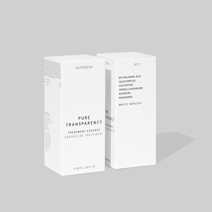 SUPEREGG Pure Transparency Treatment Essence: For bright, plump, glowing skin. Essence with 8D Hyaluronic Acid, Galactomyces Ferment Filtrate, Cica Peptide. 100 ML / 2 FL OZ