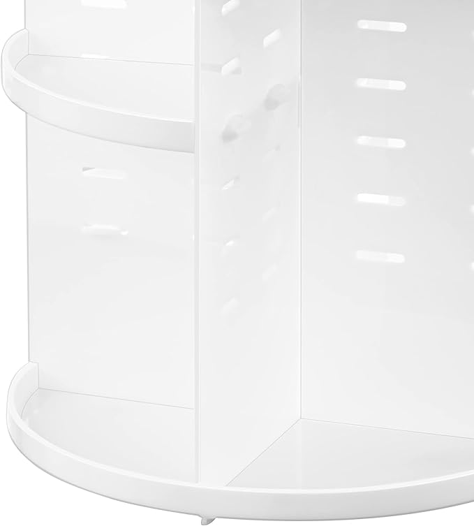 HBlife 360 Rotating Makeup Organizer Plus Size Adjustable Carousel Large Capacity Revolving Perfume Organizer Skincare Organizers Cosmetic Storage Spinning Holder for Vanity, White