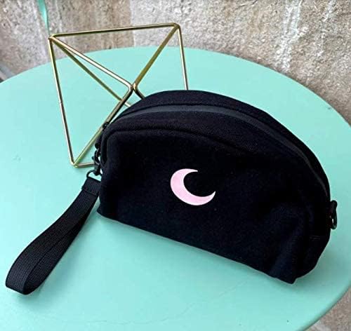 Brando Moon Smell Proof Makeup Bag with Moon - Carbon Neutralizing Fabric - Air Tight Zippers (Black)