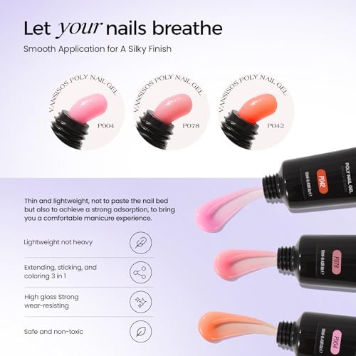 Poly Gel Nail Kit: PolyGel with Slip Solution Mini U V Nail Light Poly Nail Gel Kit for Beginners with Everything Extension 14 PCS