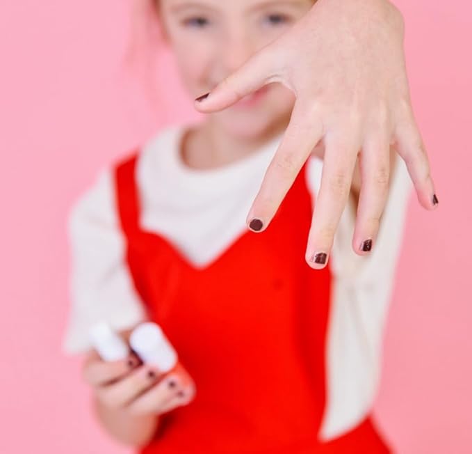 Miss Nella PARTY COLLECTION Glitter Nail Polish for kids, set of 4: black, clear, blue & coral Peel-off varnish for toddlers