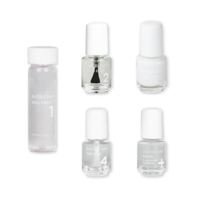 Dazzle Dry Mini Kit 4 Step System - White Lightning - A true stark white. Full coverage cream. (5 Piece Kit / 5 Manicures)