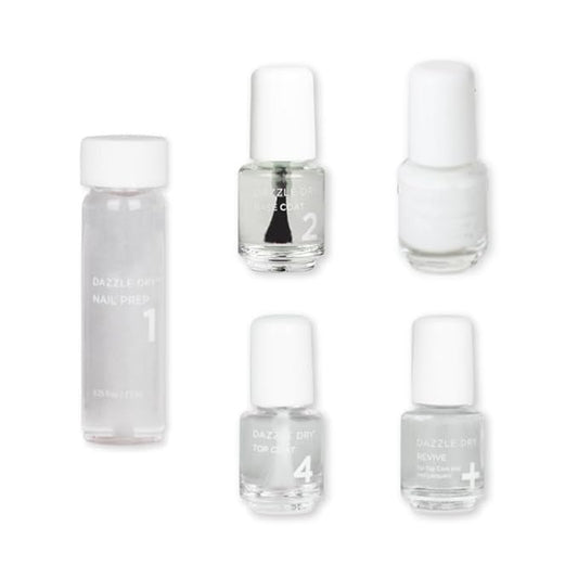 Dazzle Dry Mini Kit 4 Step System - White Lightning - A true stark white. Full coverage cream. (5 Piece Kit / 5 Manicures)