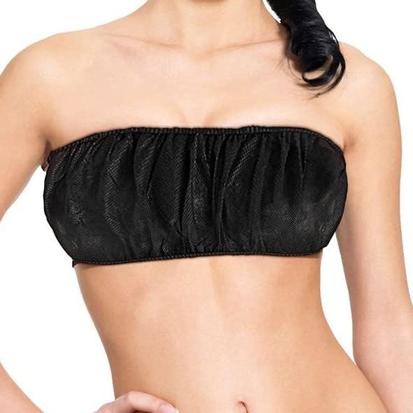 Disposable Extra Large Size Black Bra with tie 50 Pack for Spray Tanning