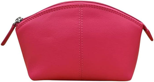 ili New York Genuine Leather Cosmetic Pouch – RFID Blocking, Leather Makeup Bag for Purse with Top Zip Closure & Interior Zip Pocket, Perfect as a Compact and Stylish Travel Cosmetic Bag