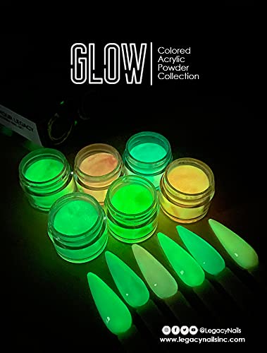 Legacy Nails Professional COLLECTION Acrylic Powder Kit 6 Colors Nail Art Set for Manicure DIY for Dip & Acrylic Nail Extensions (GLOW COLLECTION)