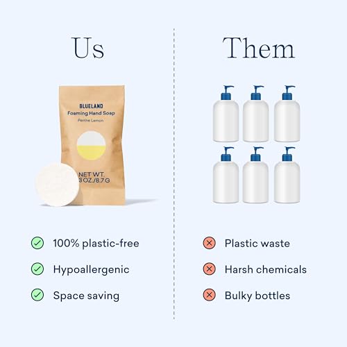 BLUELAND Foaming Hand Soap Refill Tablets, 10-Pack, Fragrance-Free, Eco Friendly Cleaning Products, 10 x 9 Fl oz