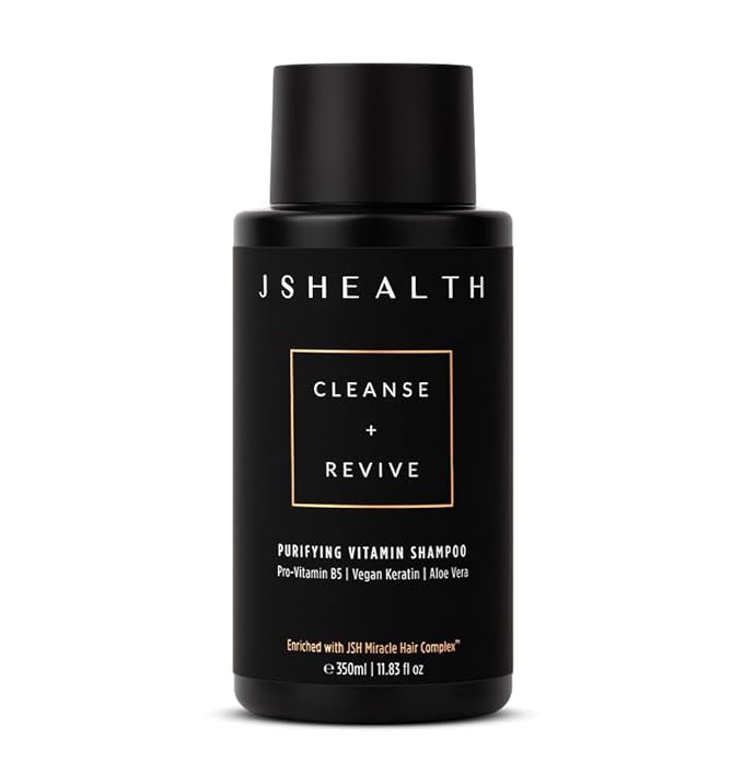 JSHealth Purifying Keratin Shampoo - Cleansing & Reviving Natural Shampoo for Color Treated Hair, Curly Hair & Dry Hair - Vegan, Sulfate & Paraben Free Formula, 350ml