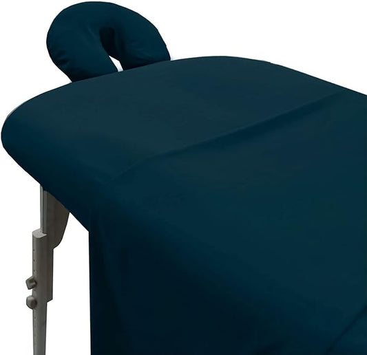 LONDON LINENS Soft Microfiber Massage Table Sheets Set 3 Piece Set - Includes Massage Table Cover, Massage Fitted Sheet, and Massage Face Rest Cover (Navy Blue)