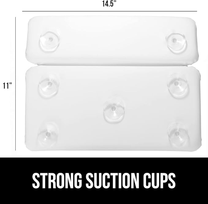 GORILLA GRIP Bath Pillow for Tub, Improved Suction Cup Bathtub Pillows, Headrest for Neck and Back Support, Relaxing Home Spa, Hot Tubs and Bathroom Essentials, Gifts for Mom, White