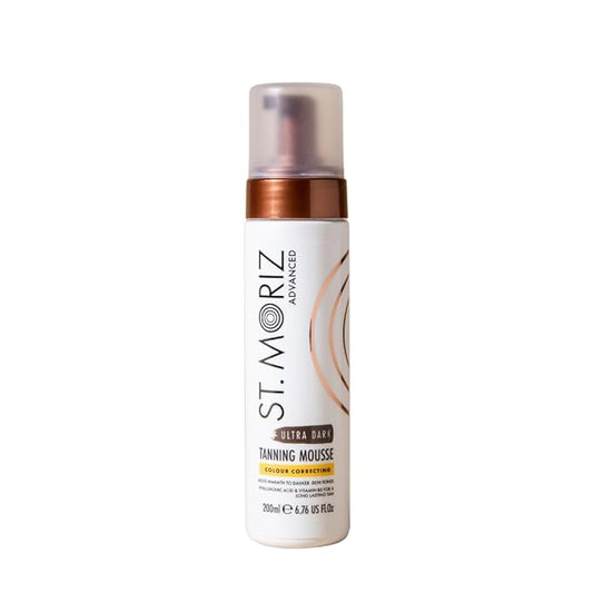 St Moriz Advanced Colour Correcting Tanning Mousse in Ultra Dark | With Hyaluronic Acid, Vitamin B5 & Advanced Skin Care Benefits | Adds Warmth To Deep Skin Tones | Fast-Drying Vegan Fake Tan | 200ml