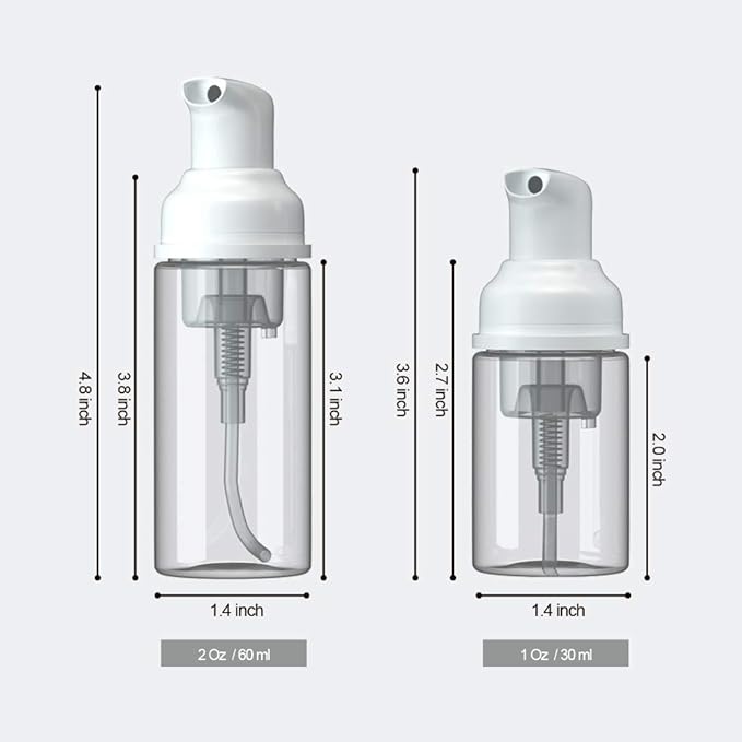 6 Pcs Empty Foam Pump Bottle 1oz/30ml Travel Size Plastic Pump Bottle Soap Bottle Portable Small Hand Sanitizer Dispenser Bottles, Refillable Clear Instant Foaming Bottles for Hand Lotion Shampoo