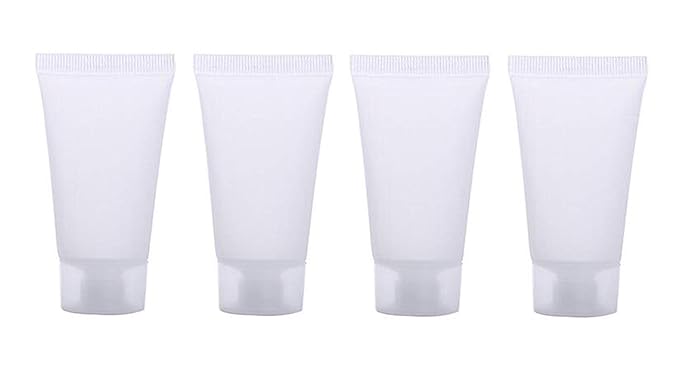 Mose Cafolo ~ 100pcs 30ml (1.01oz) Empty Cosmetic Tubes Toiletry Lotion Bottle with Screw Cover. Smooth, Polish White Plastic with Free Syringe as Gift!