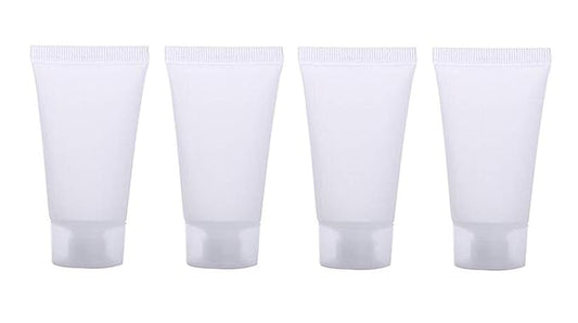Mose Cafolo ~ 100pcs 30ml (1.01oz) Empty Cosmetic Tubes Toiletry Lotion Bottle with Screw Cover. Smooth, Polish White Plastic with Free Syringe as Gift!