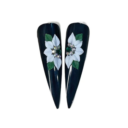 Set 8Pcs 3D Acrylic White Medium Half-Poinsettias Flower Christmas Nail Art Charms Handmade by Acrylic Powder HaFLoNa Flowers Nsils (White Half-Poinsettias(Medium) 8Pcs)