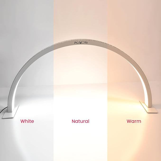 KADS 29In Wide Half Moon Nail Desk Lamp, Half Moon Light for Nail Desk, Lash Light for Eyelash Extensions with 3 Color Temperature 3000k-6500k for Nail, Lash, Tattoo, Skincare (White), E00196