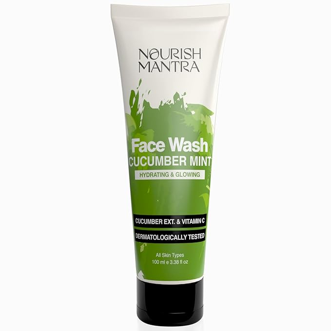 NOURISH MANTRA - Cucumber Mint Upvan Face Wash | Powered with Vitamin C, Cucumber, and Niacinamide | Face Wash For All Skin Types | Paraben & SLS, SLES Free | Vegan & Cruelty-Free | 100 ml