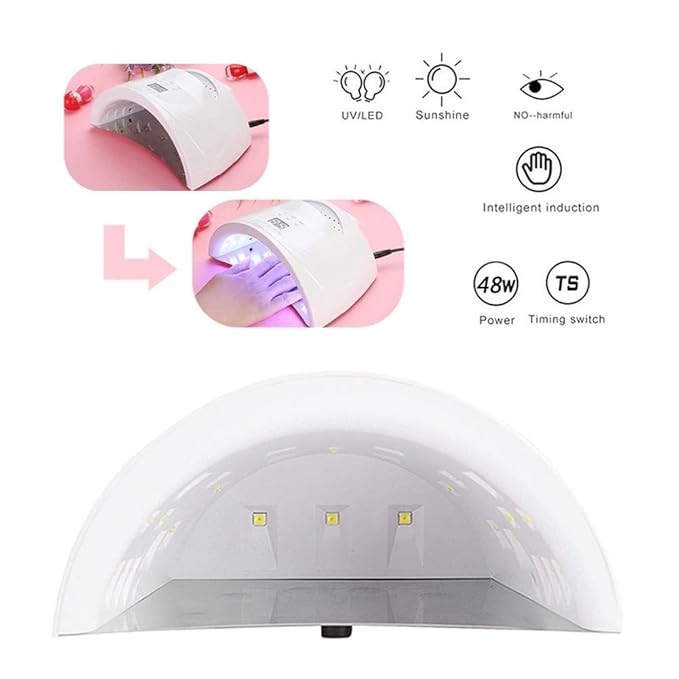 ZJchao 48W LED Nail Gel Lamp, LED Nail Lamp Nail Dryer Machine with 3 Timer Setting Smart Sensor for Fingernail Gel Polish Curing Nail Art Painting Tools Nail Light Nail Curing Dryer (US Plug)