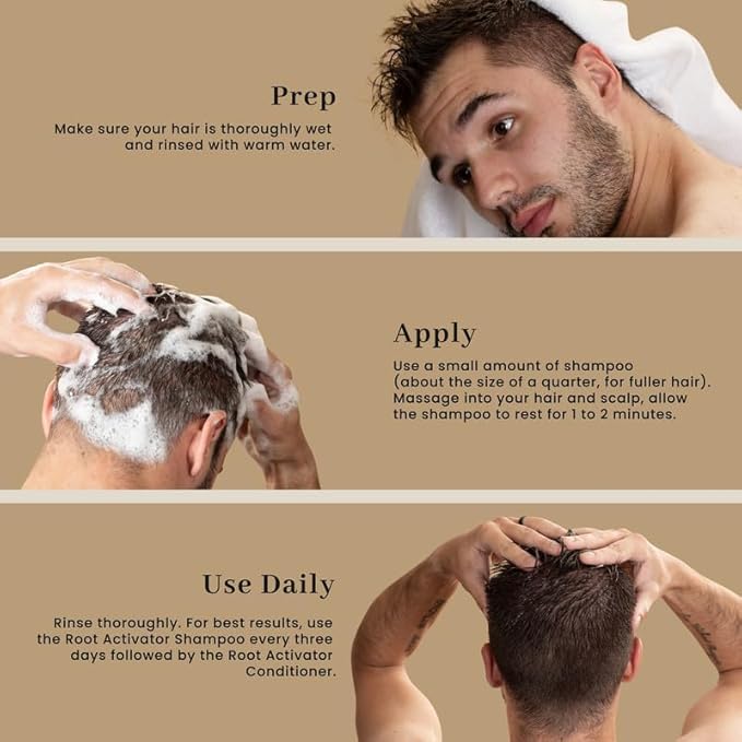 Hair Growth Shampoo for Men (250ml) Activating Follicles & Roots for Thicker & Fuller Hair - Cleanse, and Hydrate Scalp - Regrowth Shampoo for Men