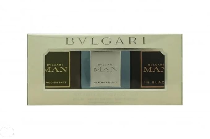 Bvlgari Man Collection Set by Bvlgari for Men - 3 Pc Gift Set 0.5oz Man in Black EDP Spray, 0.5oz Wood Essence EDP Spray, 0.5oz Glacial Essence EDP Spray
