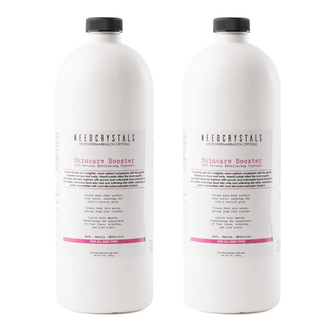 NeedCrystals Microdermabrasion Crystals for Machines 2-Pack, All-Natural Facial Exfoliating Treatment for Dull or Dry Skin, Wrinkles, Blemishes, Scars & More (4 lb x 2, 100 Grit)