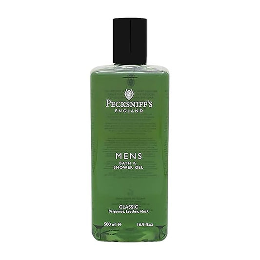 Pecksniff's Men's Luxurious Moisturizing Bath & Shower Gel | Luxury Shower Fougere Scent with Bergamot, Leather, Lavender | Mens Shower Gel | Invigorating Classic Scent, 500ml