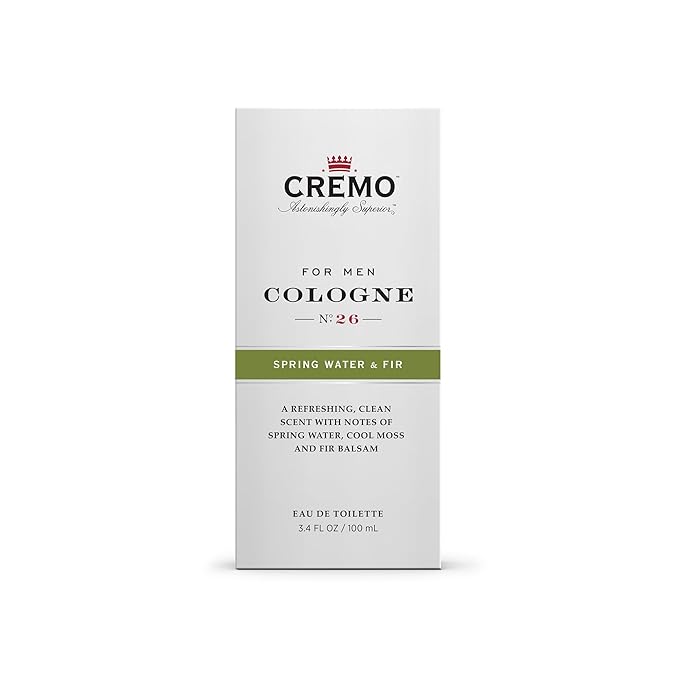 Cremo Spring Water Fir Cologne Spray, A Refreshing, Clean Scent with Notes of Spring Water, Cool Moss and Balsam Fir, 3.4 Fl Oz