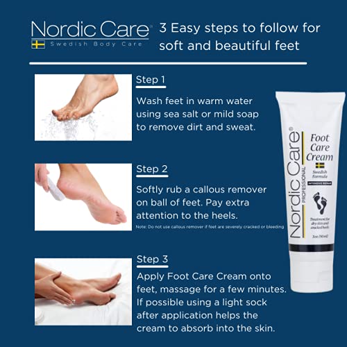 Nordic Care Foot Care Cream (2 pack) + Hand Cream | Hydrates and Treats Severely Dry Feet & Cracked Heels | Urea & Glycerin Relieves Itchy Dry Skin