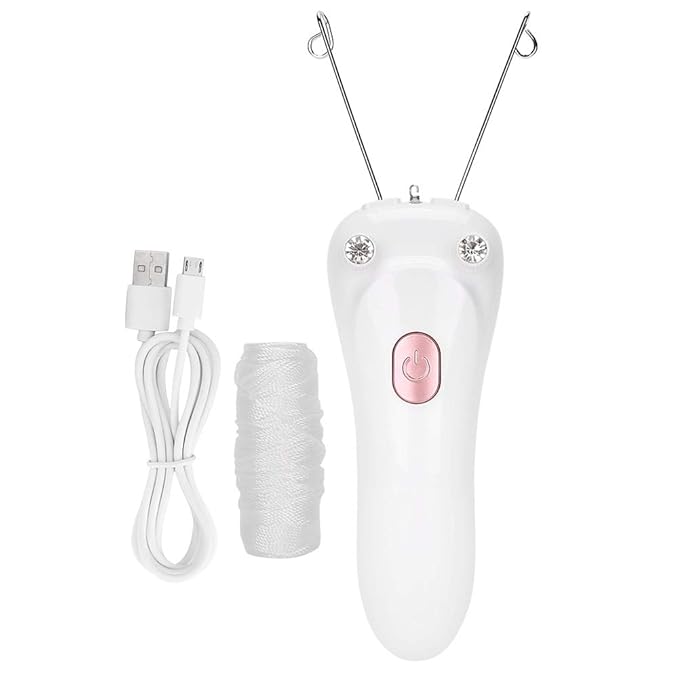 Threading Hair Removal, Facial Hair Remover Electric Face Eyebrow Threading Epilator USB Charging Cotton Thread Depilation Machine Device for Women Girls Ladies ()
