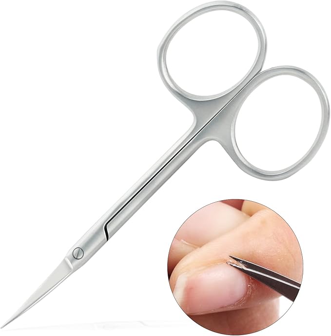 Cuticle Scissors for Women and Men Curved Stainless Steel with Tip Grooming Blades Manicure Nail for Dry Skin Nail Scissors (2)