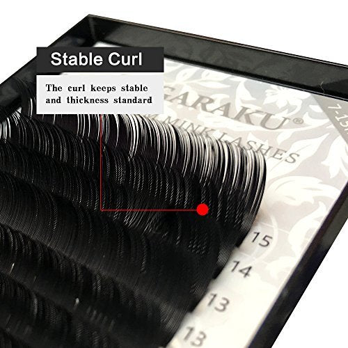 NAGARAKU Eyelash Extensions Individual Lashes 0.20mm B curl 7-15mm Mix Tray Classic Matte Black Natural Faux Mink 16 rows