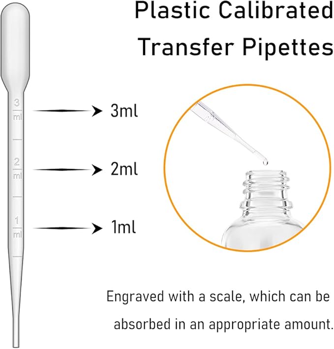 100 Pack, 1 oz Glass Dropper Bottle for Essential OIls, 30 ML Clear Empty Tincture Bottles with Dropper for Serum Hair Cuctile Body Oils Bulk for Storage