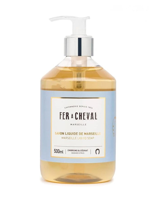 Fer à Cheval Marseille Liquid Soap, Luxury French Liquid Soap, Savon Liquide De Marseille, Seaside Citrus, 500ml/16.9fl oz