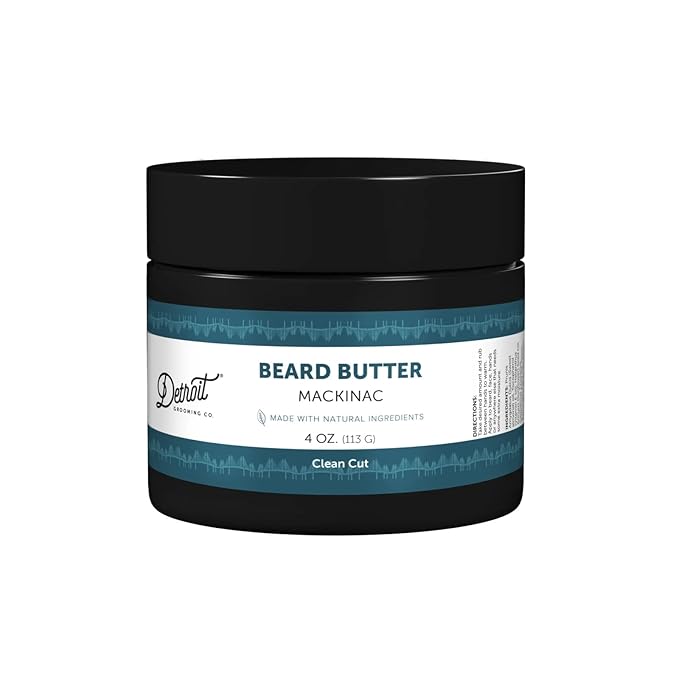 Detroit Grooming Co. Beard Butter for Men | Softens, Thickens & Hydrates with Safflower Oil & Shea Butter | Mackinac Scent, 4oz