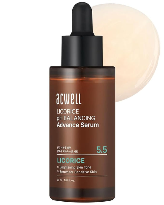 ACWELL Licorice pH Balancing Advanced Facial Serum Ampoule 1.01 fl.oz. - Radiance and Dark Spot care Face Serum for Dull Skin, Reduces Acne and Blemishes, Minimizes Fine Lines, Healthy Glow Skin