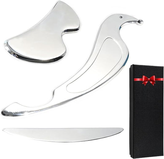 Scar Tissue Scraper Massage Tool Scar Massage Tools IASTM for Physical Therapy & Plantar Fasciitis with 3 Pieces (Set L)
