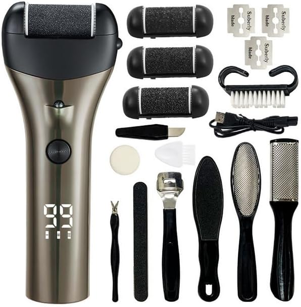 Foot Callus Remover, Rechargeable Electronic Foot File- Ideal Gift, Professional Pedicure Tools, Waterproof Foot Scrubber, Electric Pedicure Kit Feet Care for Dead Skin- Long Service Time