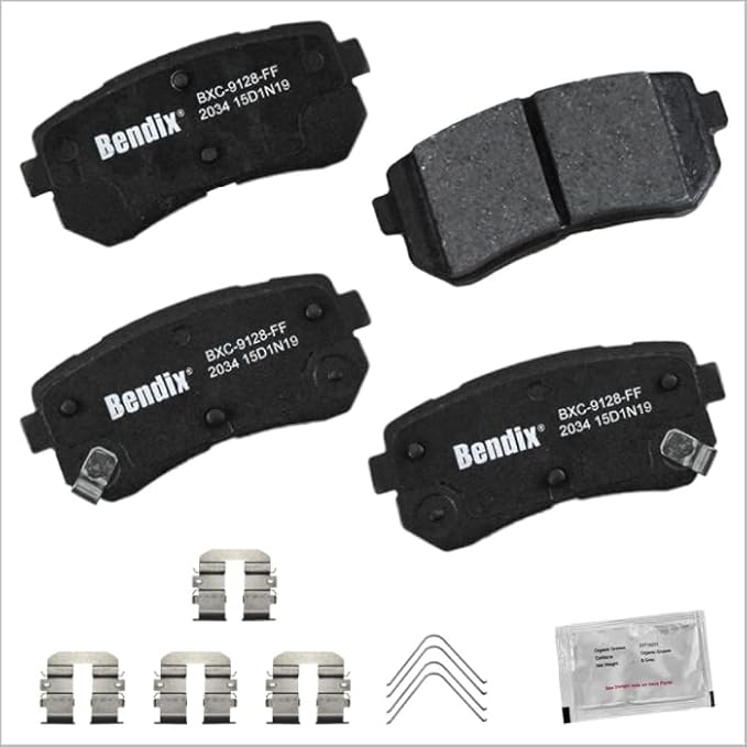 Bendix Priority1 CFC2034 Ceramic Rear Brake Pads compatible with Hyundai Kona 2022-2018, Kia Seltos 2023-2020