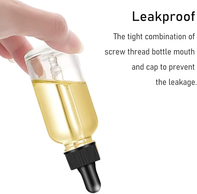 100 Pack, 1 oz Glass Dropper Bottle for Essential OIls, 30 ML Clear Empty Tincture Bottles with Dropper for Serum Hair Cuctile Body Oils Bulk for Storage
